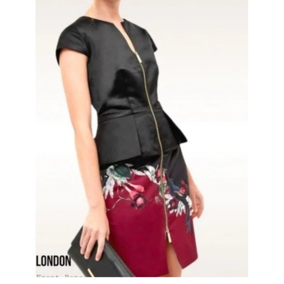 TED BAKER FLORAL JAUNAL PEPLUM FLORAL CAP SHORT SLEEVE DRESS SZ US 6 OR TED SZ 2 - Picture 8 of 8